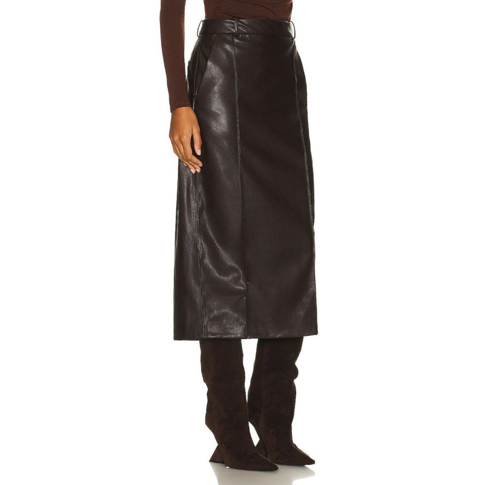 Enza Costa Soft Faux Leather Trouser Skirt in Espresso 2 Medium Womens Vegan - Picture 13 of 14